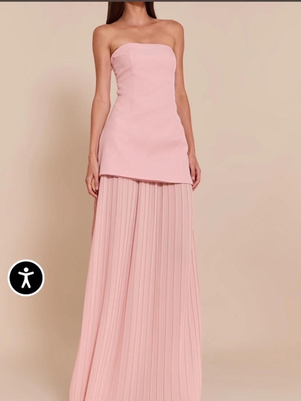 Babyboo Strapless Pleated Maxi Dress in Blush Pink